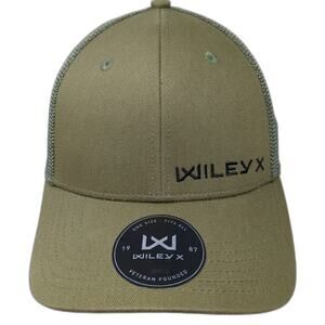 Wiley X Trucker Hat Green One Size Snapback Mesh Veteran Founded Brand Logo